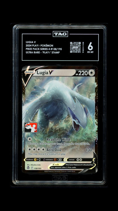 Pokemon 2024 Lugia V 138/195 - Prize Pack Series 4 - PLAY! Stamp - TAG 6
