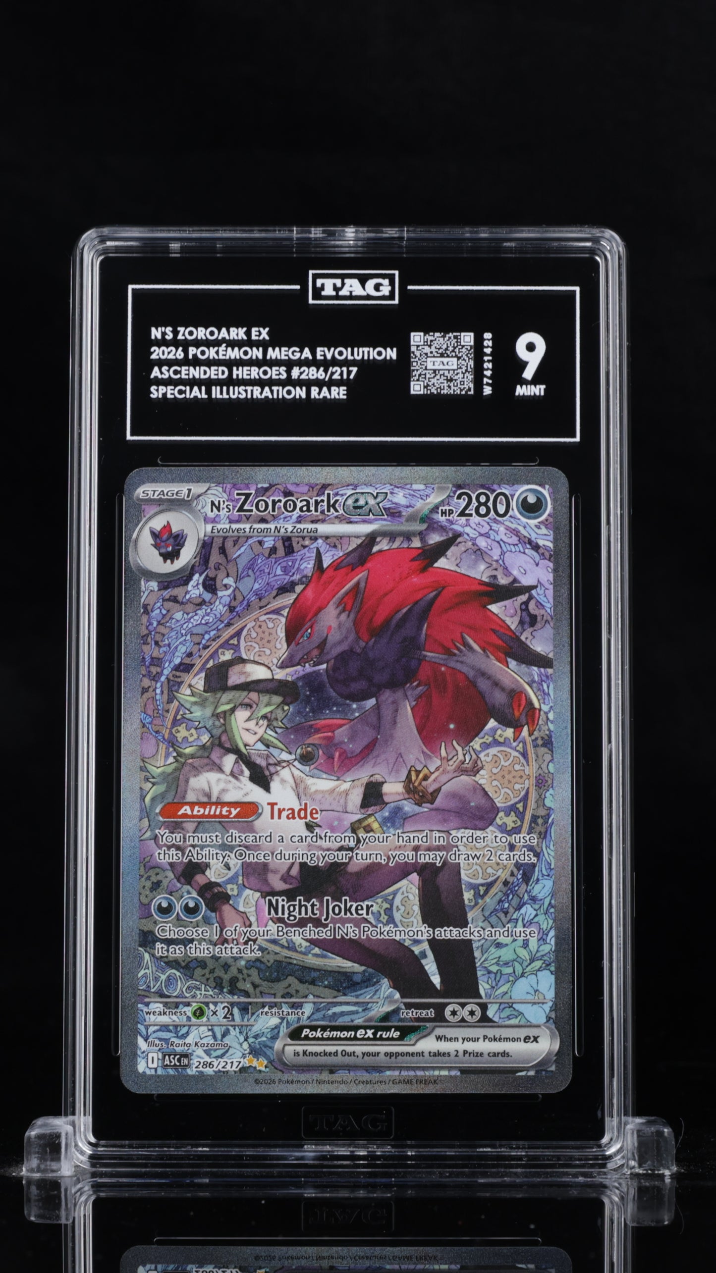 Pokemon 2026 N's Zoroark ex 286/217 - ME: Ascended Heroes SIR - TAG 9