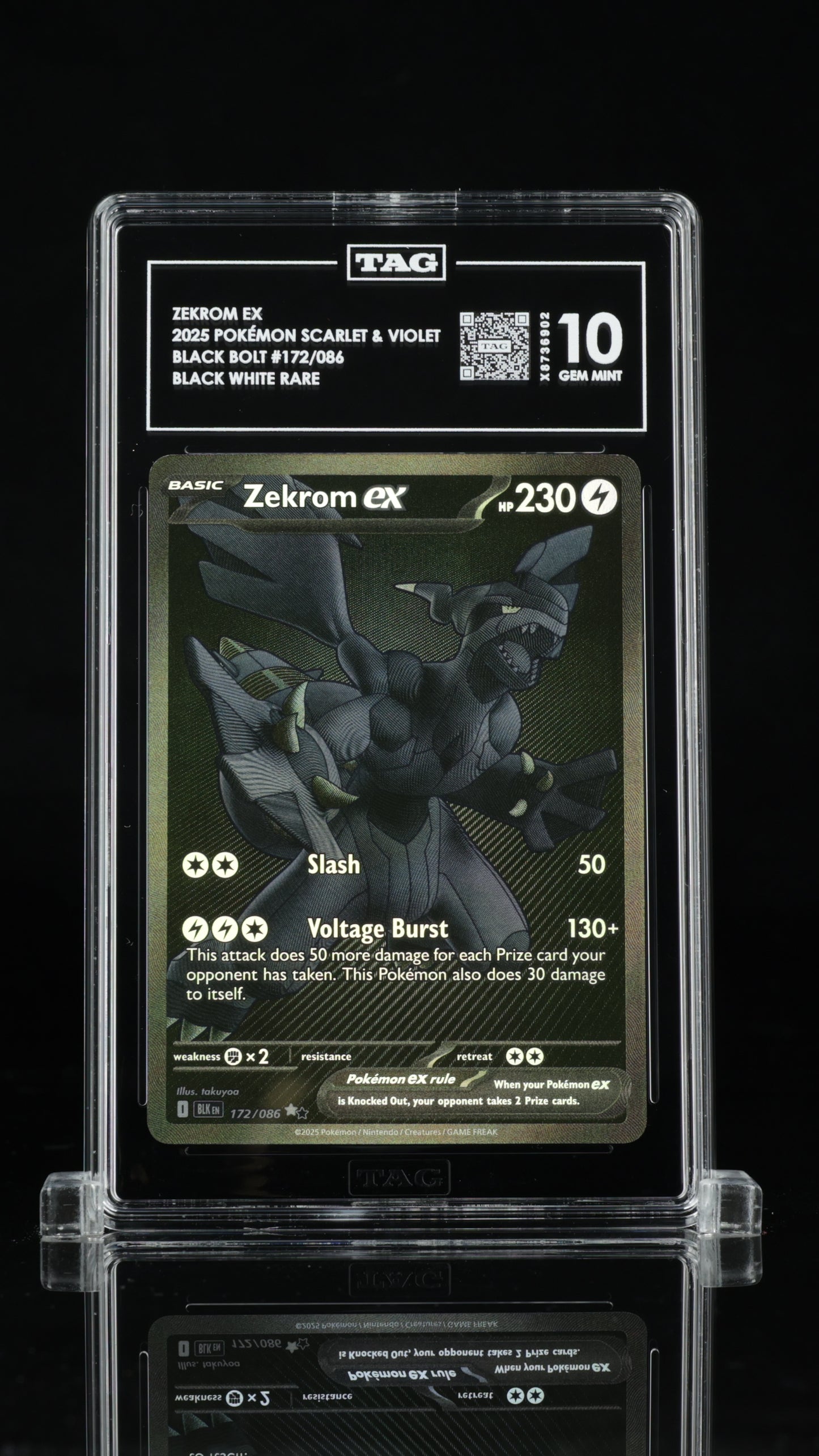 Pokemon 2025 Zekrom ex - Black Bolt - Black White Rare - TAG 10