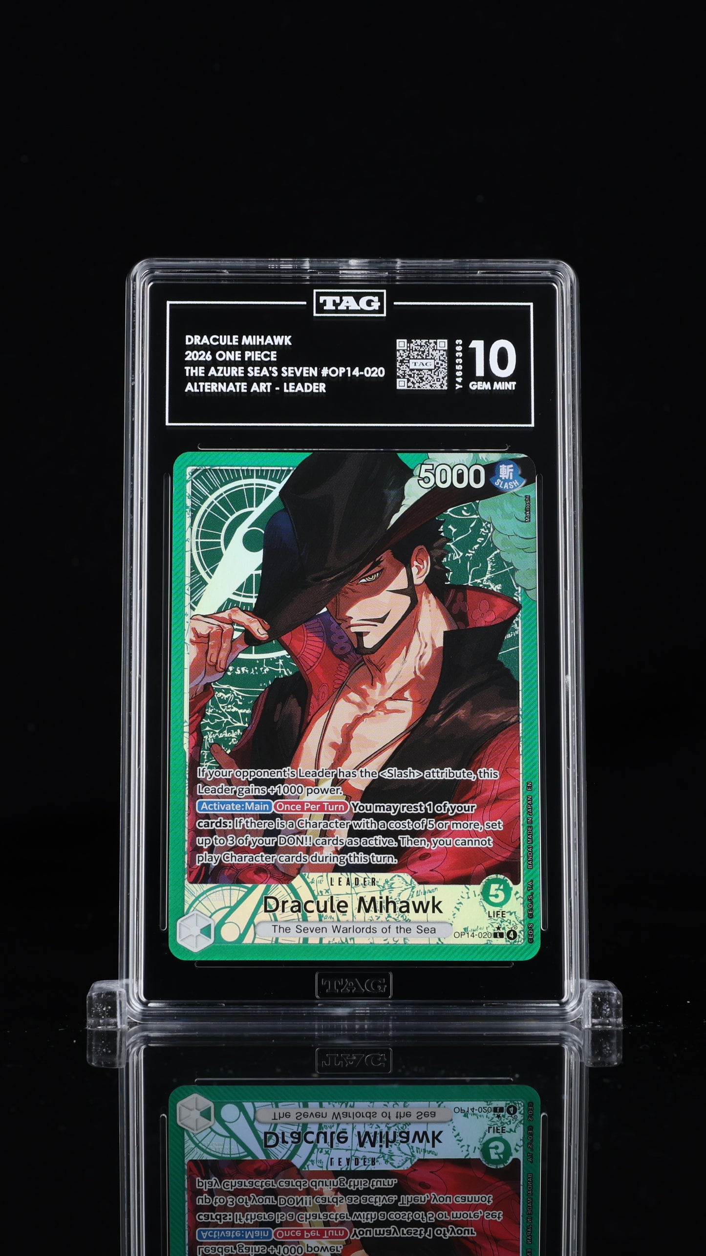 One Piece 2026 Dracule Mihawk OP14-020 Leader Alt Art - TAG 10