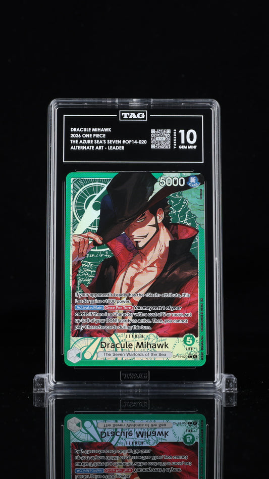 One Piece 2026 Dracule Mihawk OP14-020 Leader Alt Art - TAG 10