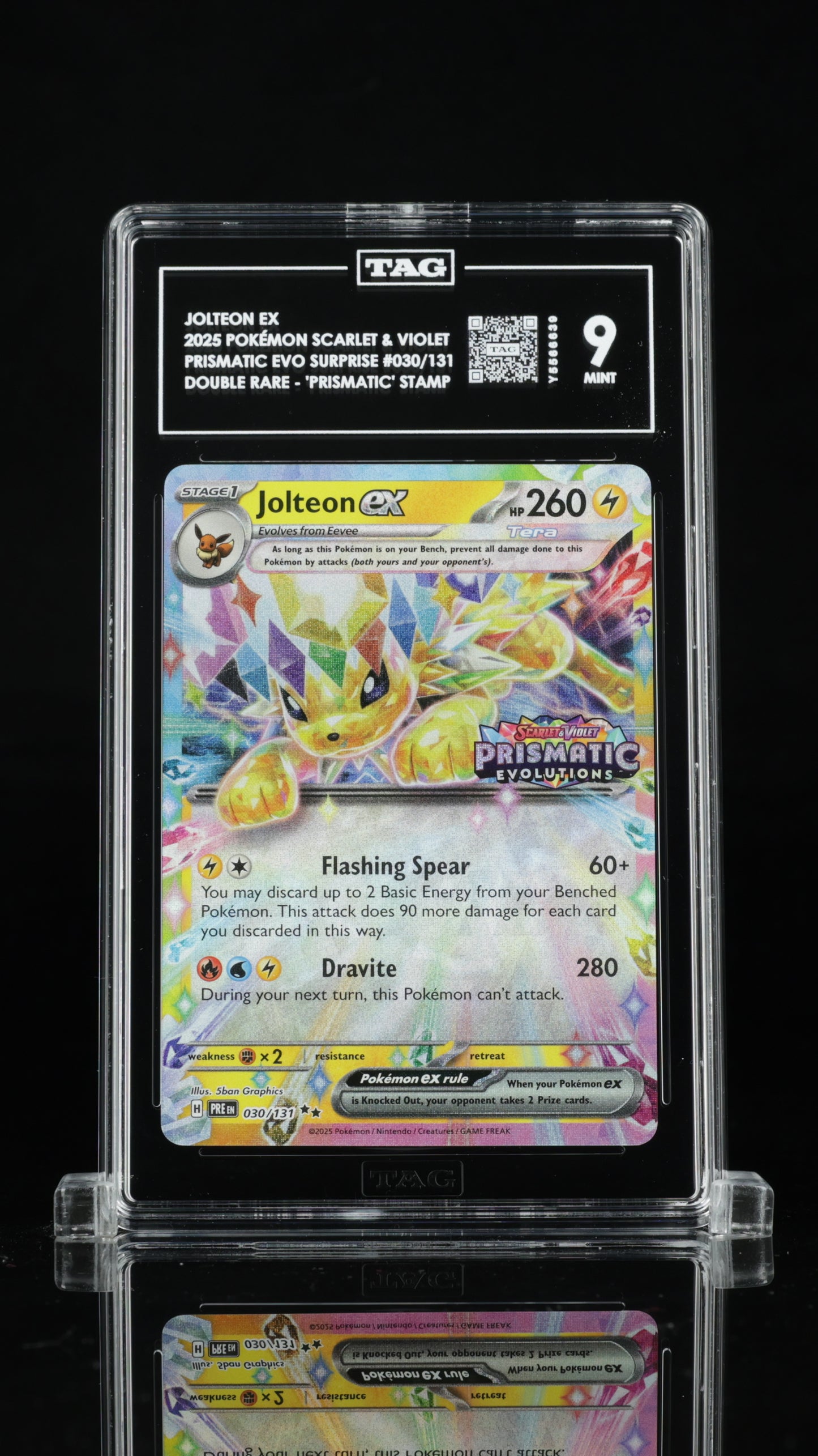 Pokemon 2025 Jolteon ex - Prismatic Evolutions - Suprise "Prismatic" Stamp - "666" Code - TAG 9