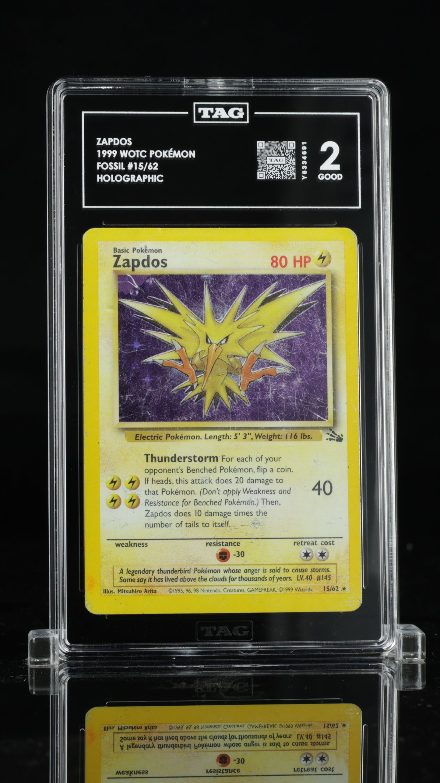 Pokemon 1999 Zapdos - WotC Promo - Holo Misprint - TAG 2