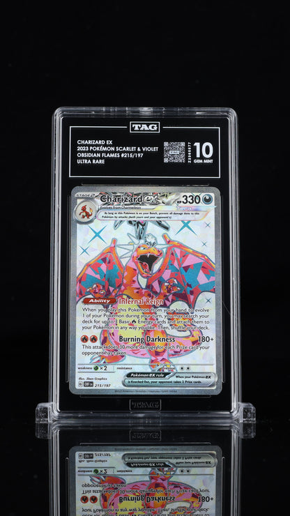 Pokemon 2023 Charizard ex 215/197 - Obsidian Flames Ultra Rare - TAG 10