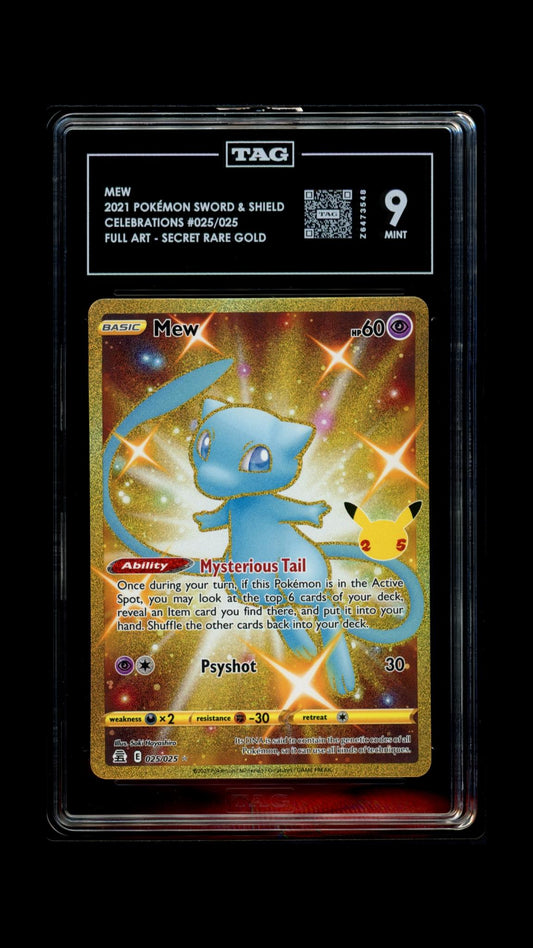 Pokemon 2021 Mew - Celebrations - Secret Rare Gold Full Art - TAG 9