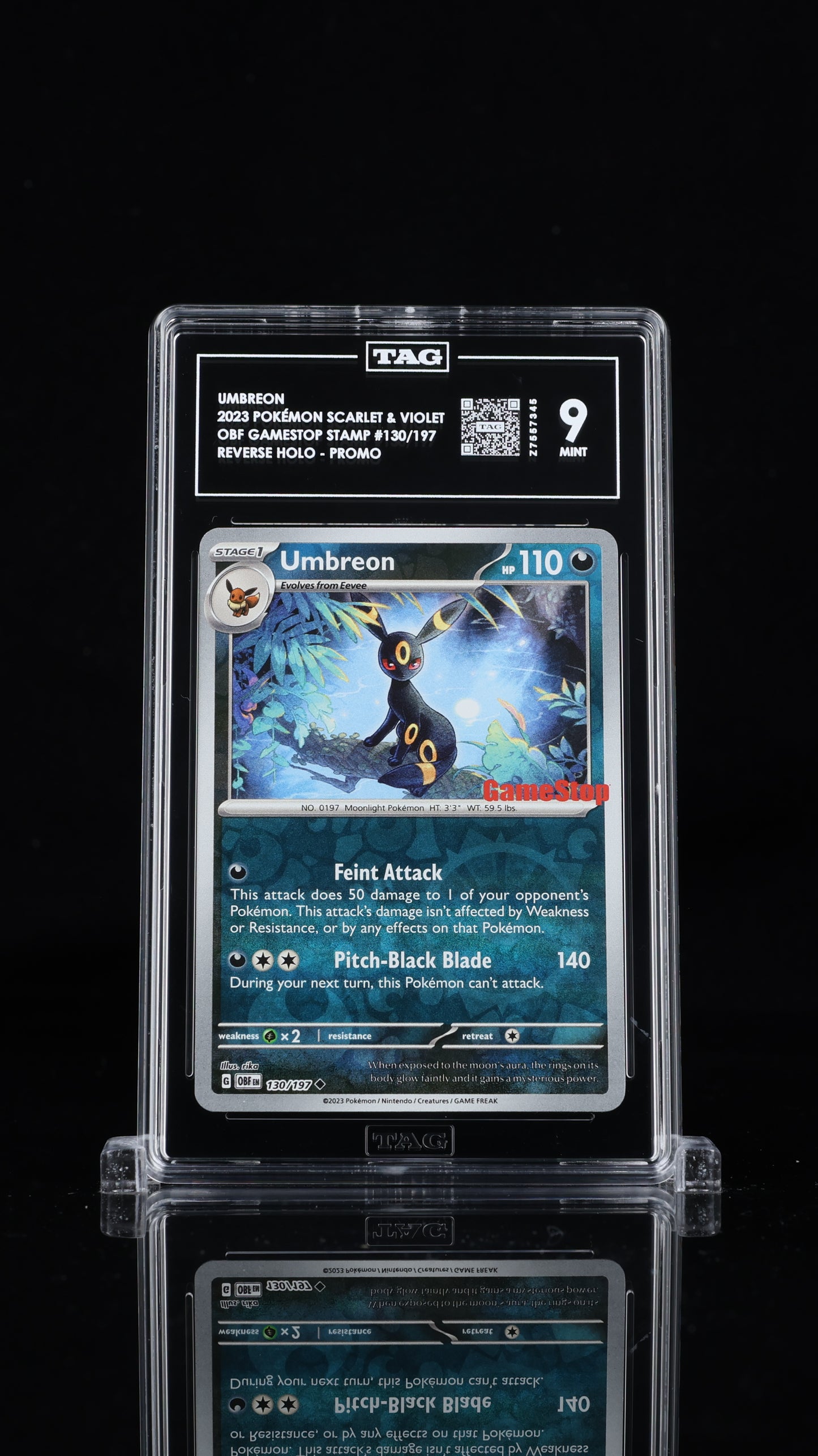 Pokemon 2023 Umbreon 130/197 - OBF GameStop Stamped Promo - TAG 9