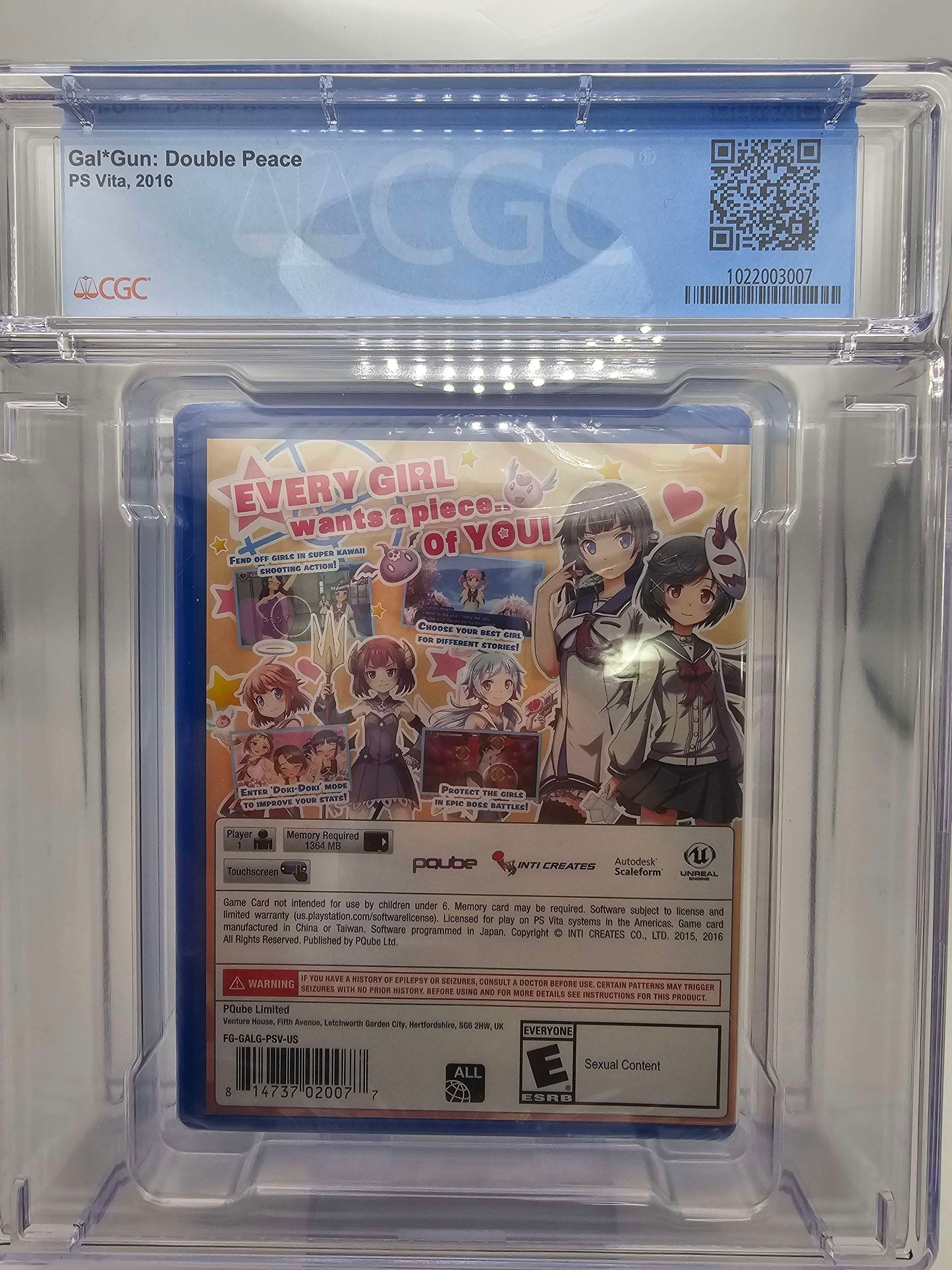 Gun Gal Double Peace PS Vita Front M Rating/Back E Rating Misprint CGC 9.8