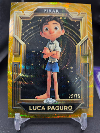Luca Paguro Pixar Gold Guilded Wave #75/75 BOOKEND - 2025 Topps Chrome Disney Pixar #84