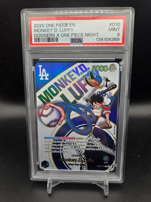 2025 ONE PIECE MONKEY.D.LUFFY DODGERS X ONE PIECE NIGHT PSA 9