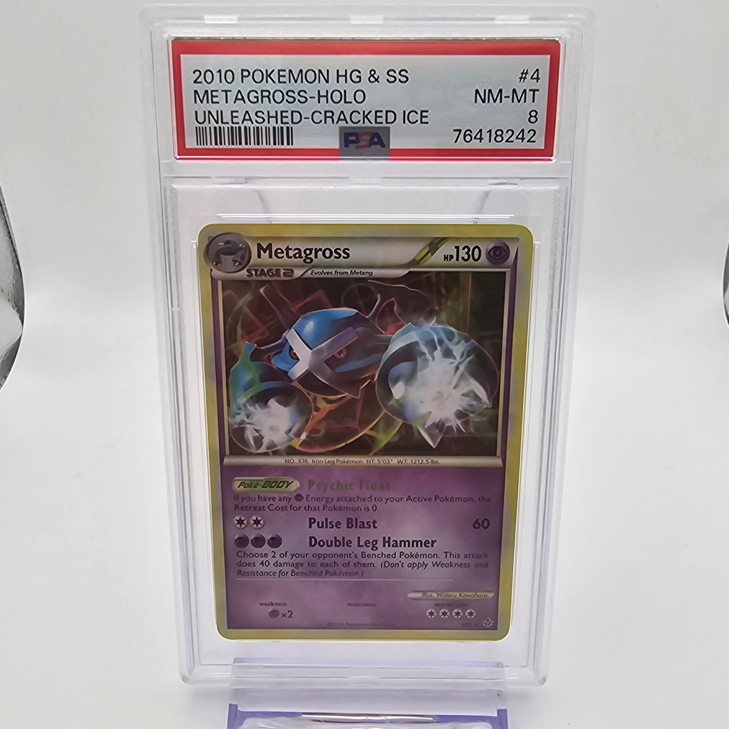 2010 Pokemon HG & SS Metagross-Holo Unleashed-Cracked Ice PSA 8