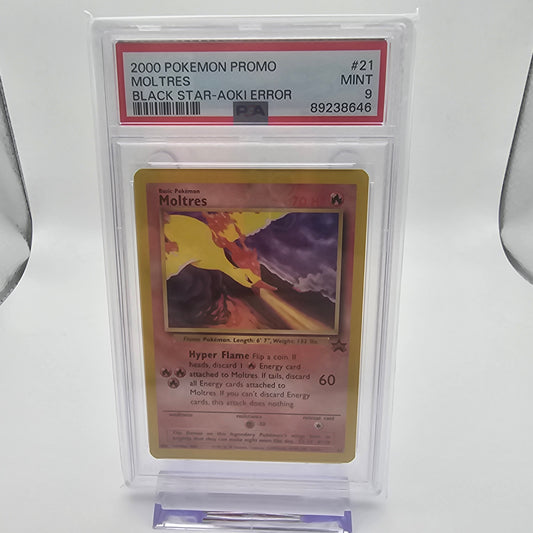 2000 Pokemon Promo Moltres Black Star-Aoki Error PSA 9