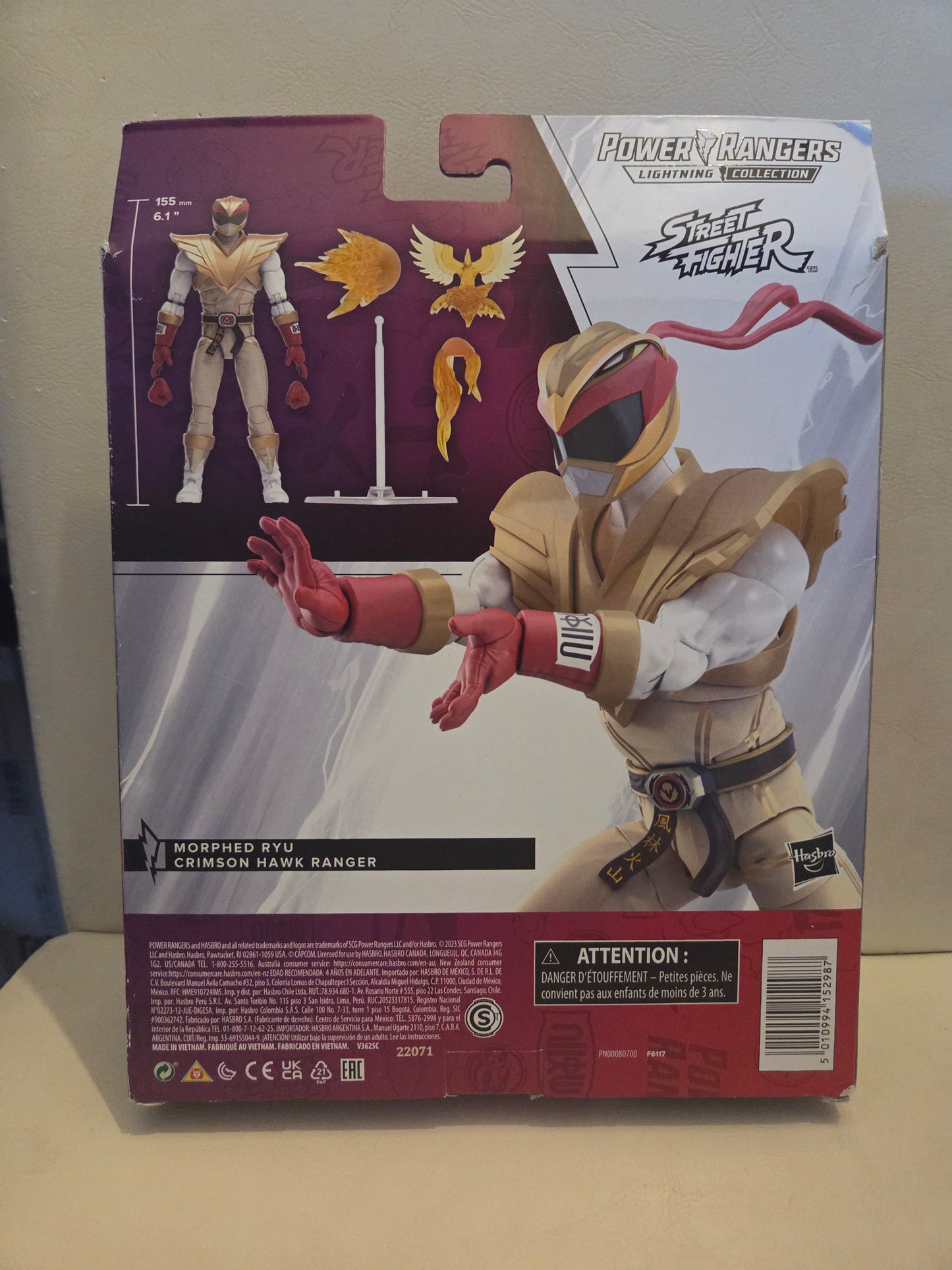 Power Rangers X Street Fighter Morphed Ryu Crimson Hawk Ranger Action Figure NEW